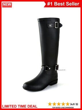RIUETAR Knee-High Waterproof Rubber Rain Boots Anti-Slip Women's Outdoor
